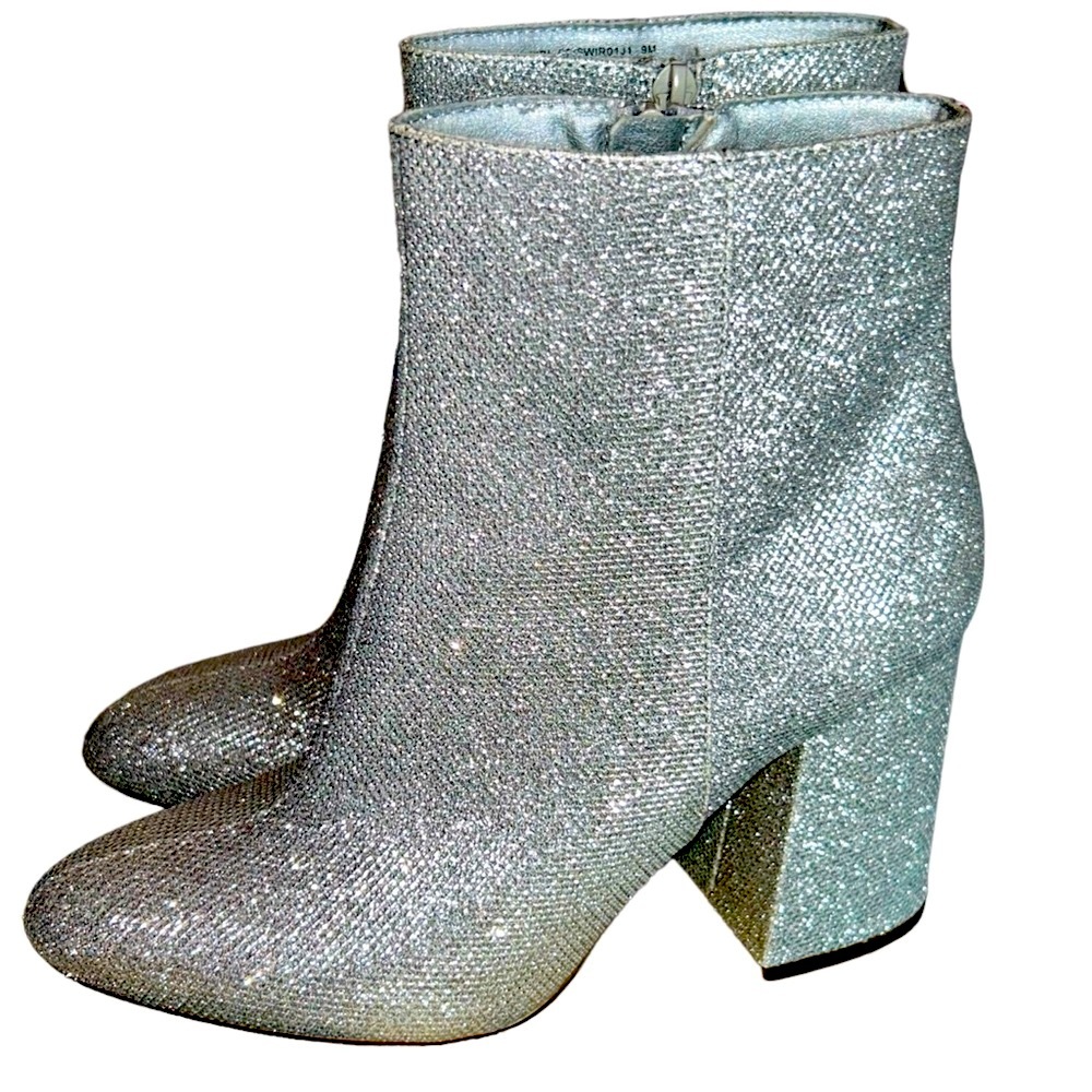 Madden Girl Silver Sparkle Boots